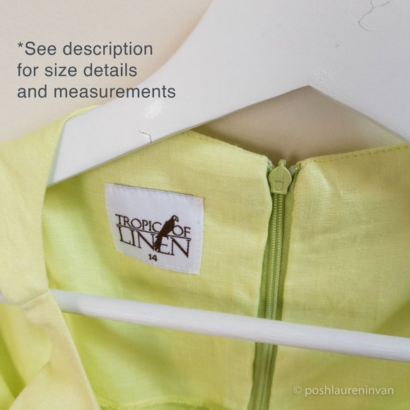 Tropic of Linen Linen Shift Dress *NWT* โ Lime Green (US 10) - Picture 2 of 12
